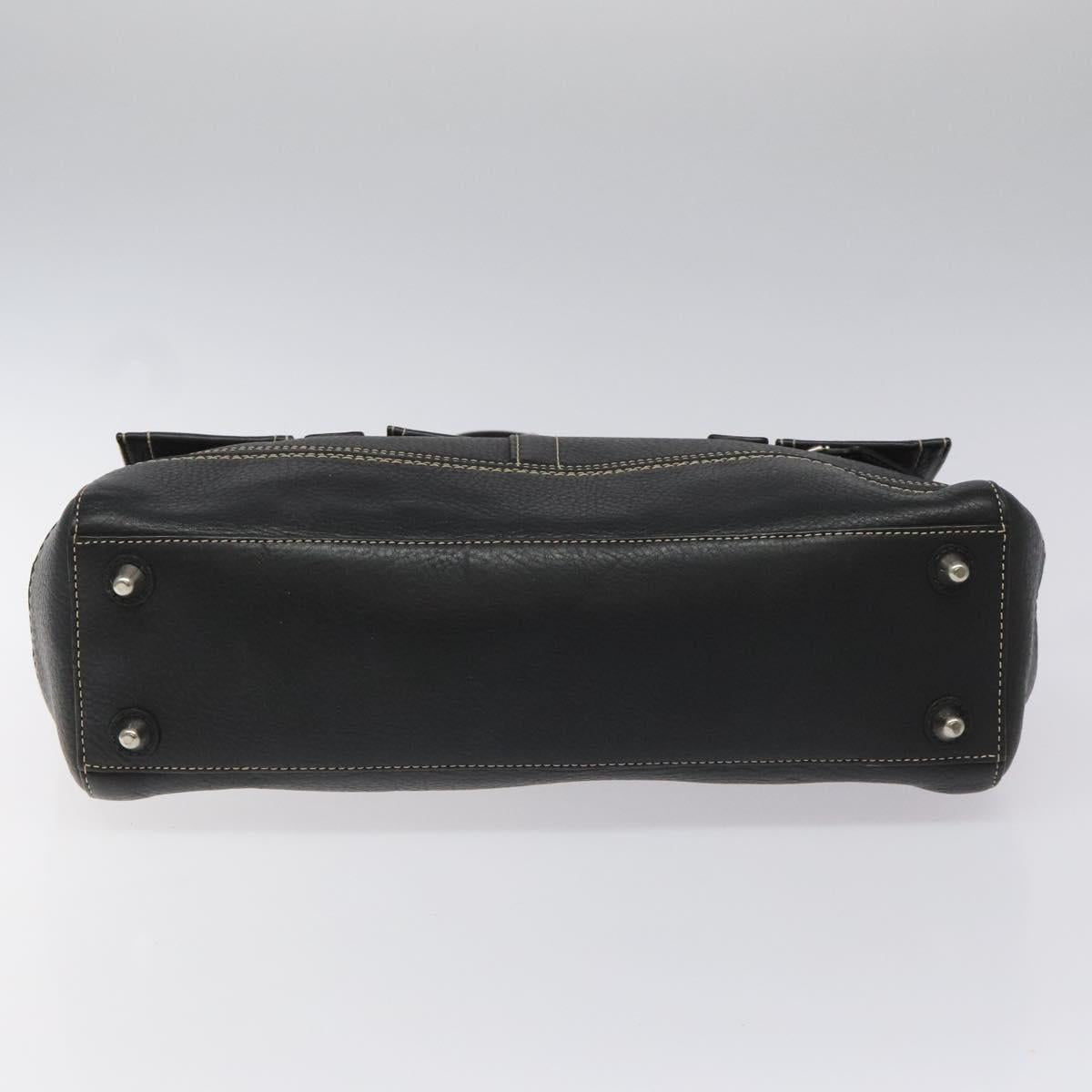 Coach Hand Bag Leather Black Auth bs22477