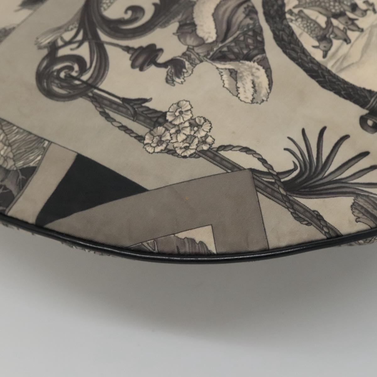 Salvatore Ferragamo Shoulder Bag Canvas Gray Black Silver Auth bs22485