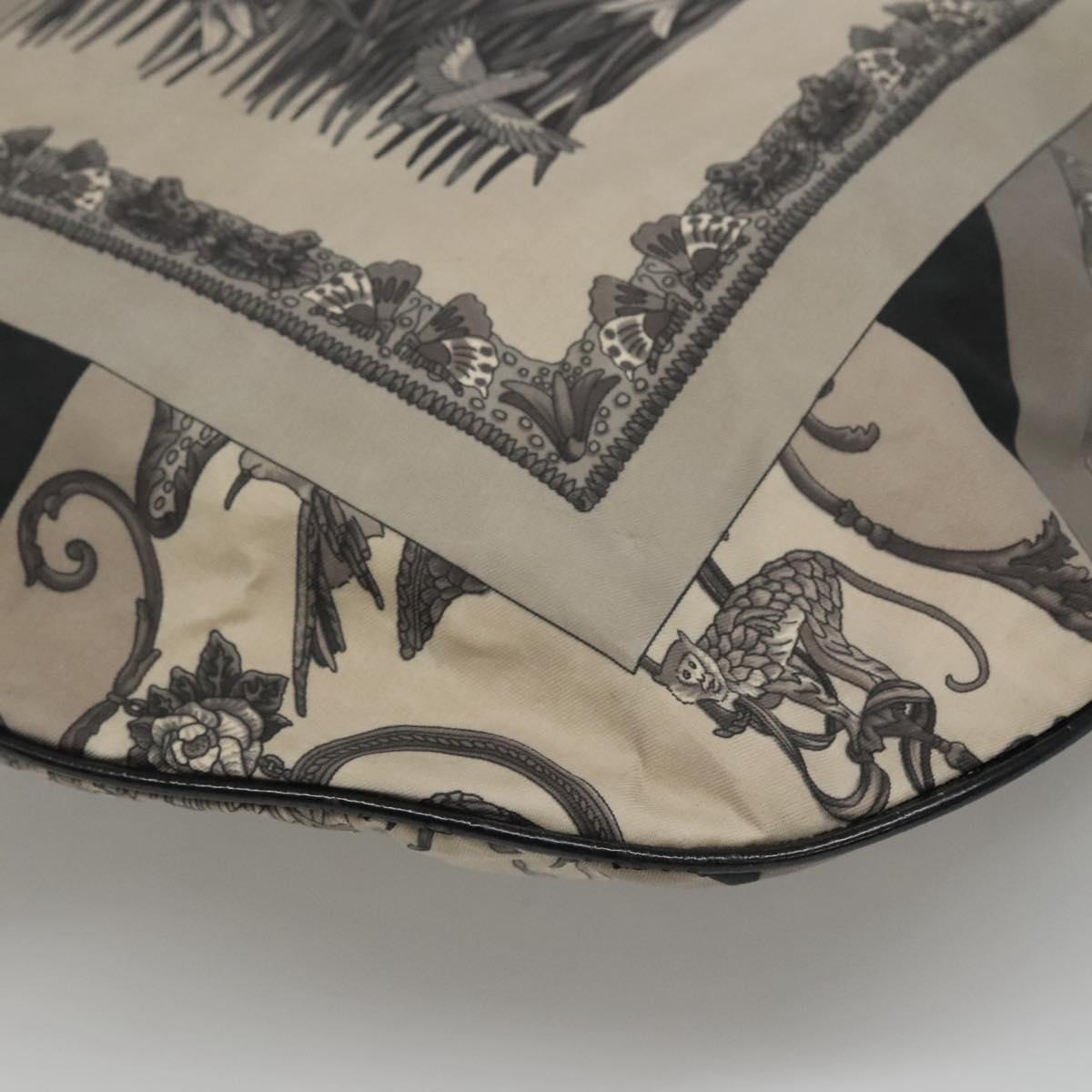 Salvatore Ferragamo Shoulder Bag Canvas Gray Black Silver Auth bs22485