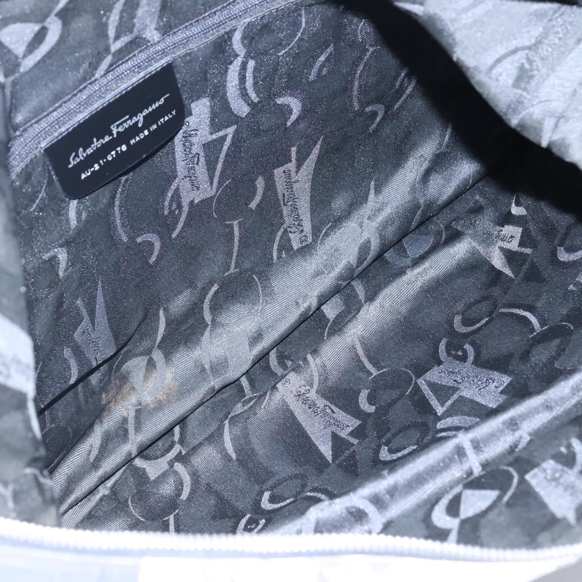 Salvatore Ferragamo Shoulder Bag Canvas Gray Black Silver Auth bs22485