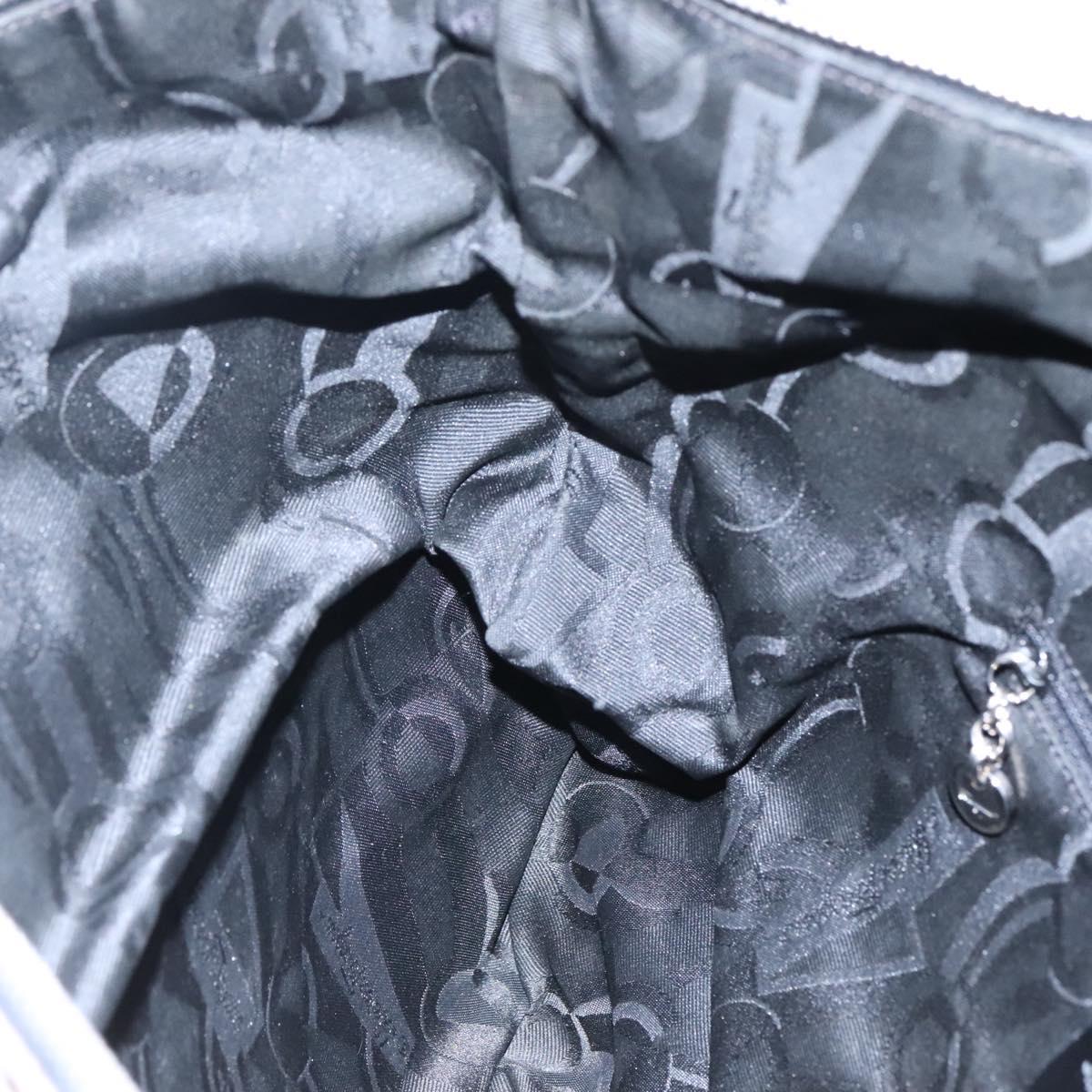 Salvatore Ferragamo Shoulder Bag Canvas Gray Black Silver Auth bs22485