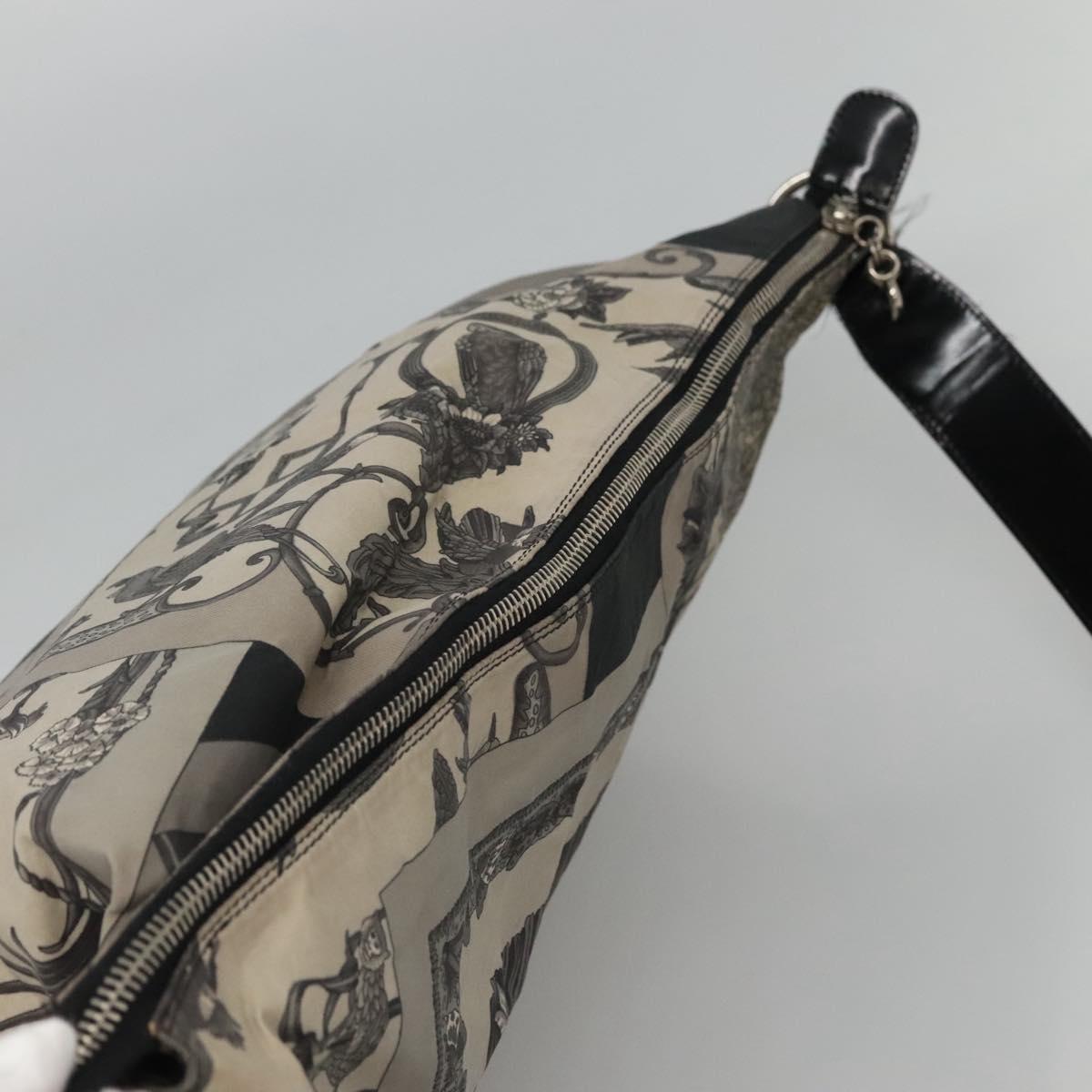 Salvatore Ferragamo Shoulder Bag Canvas Gray Black Silver Auth bs22485