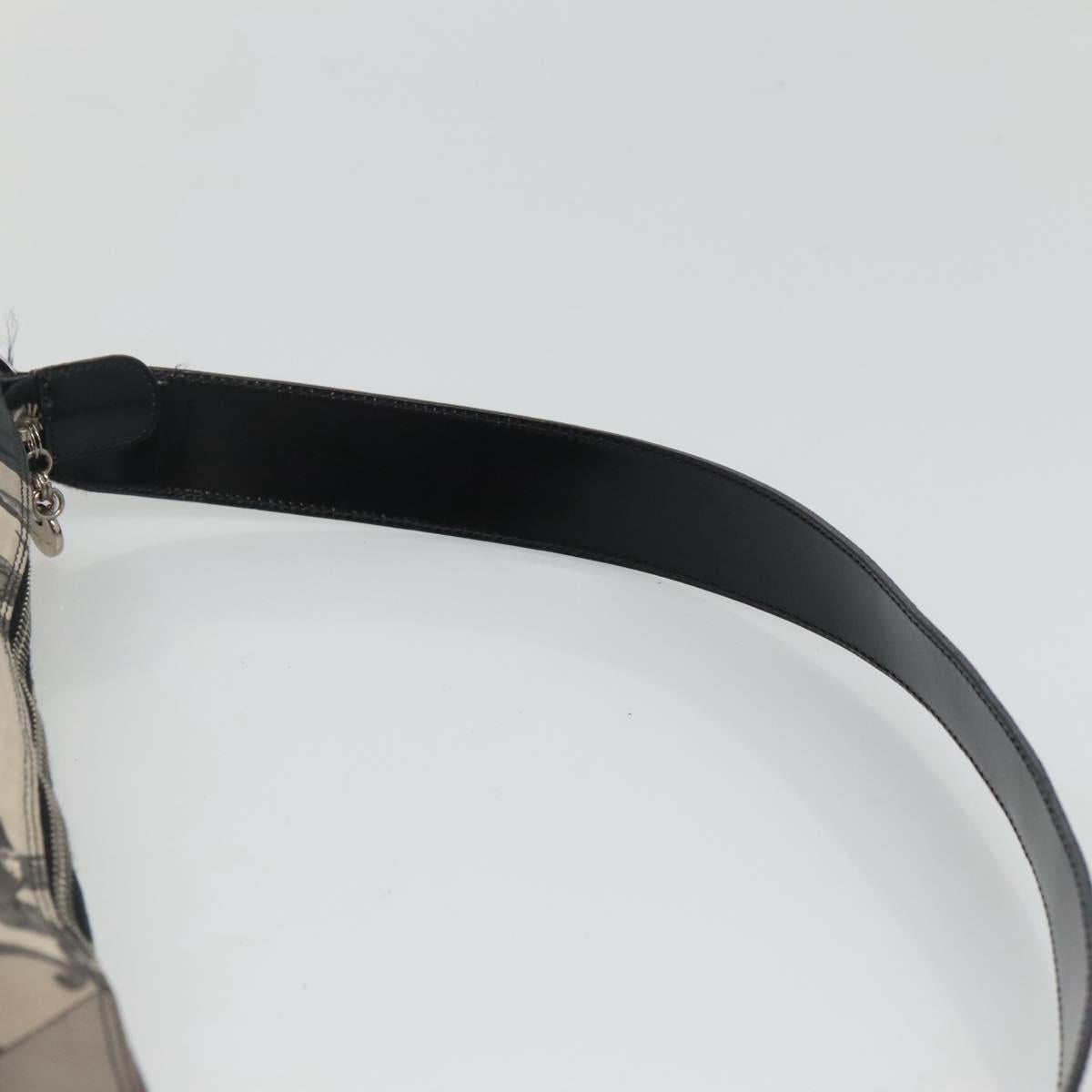 Salvatore Ferragamo Shoulder Bag Canvas Gray Black Silver Auth bs22485