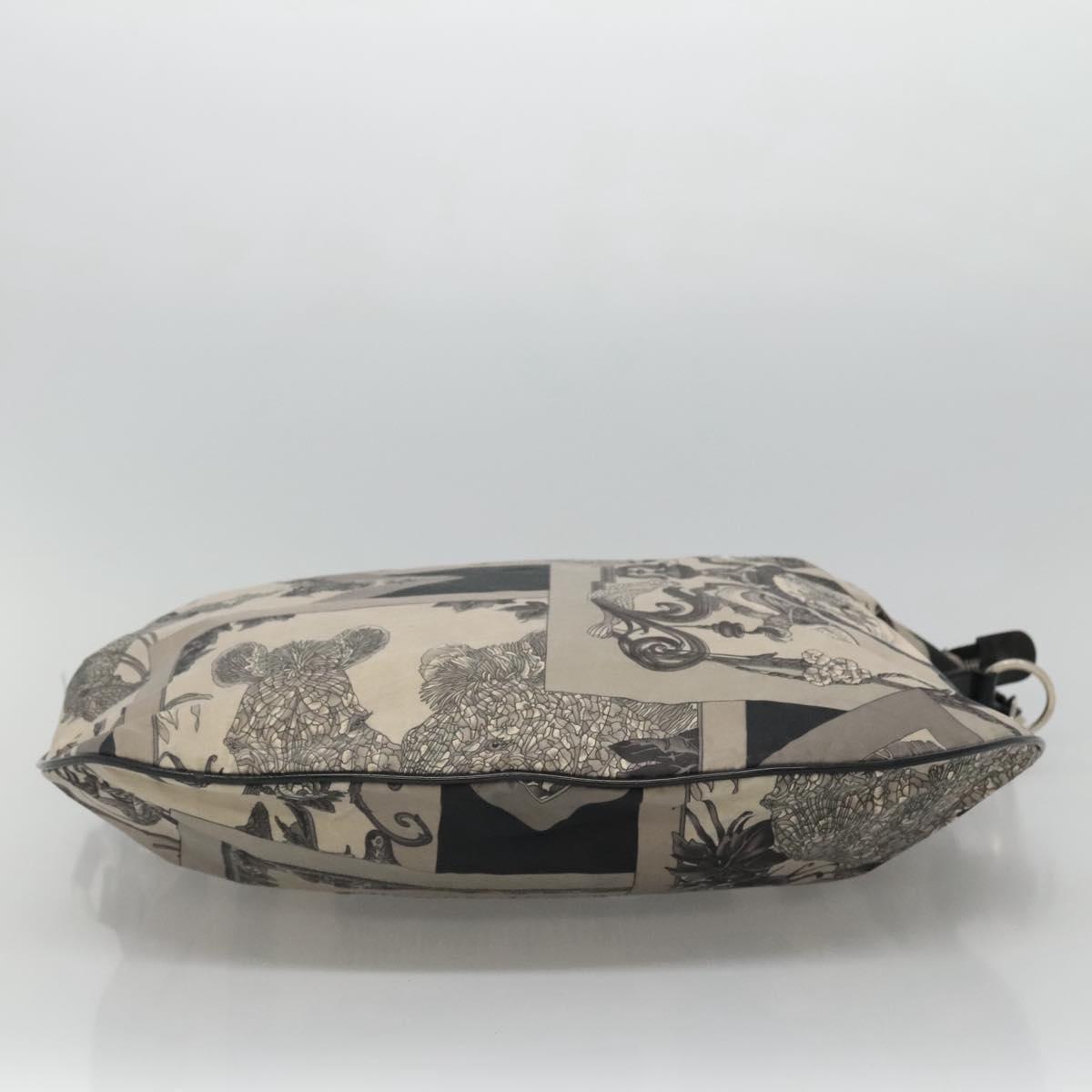 Salvatore Ferragamo Shoulder Bag Canvas Gray Black Silver Auth bs22485