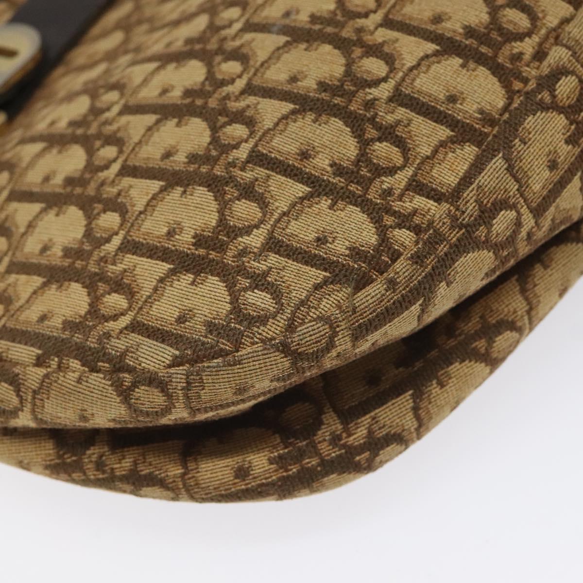 Christian Dior Trotter Canvas Shoulder Bag Brown Gold Auth bs22491