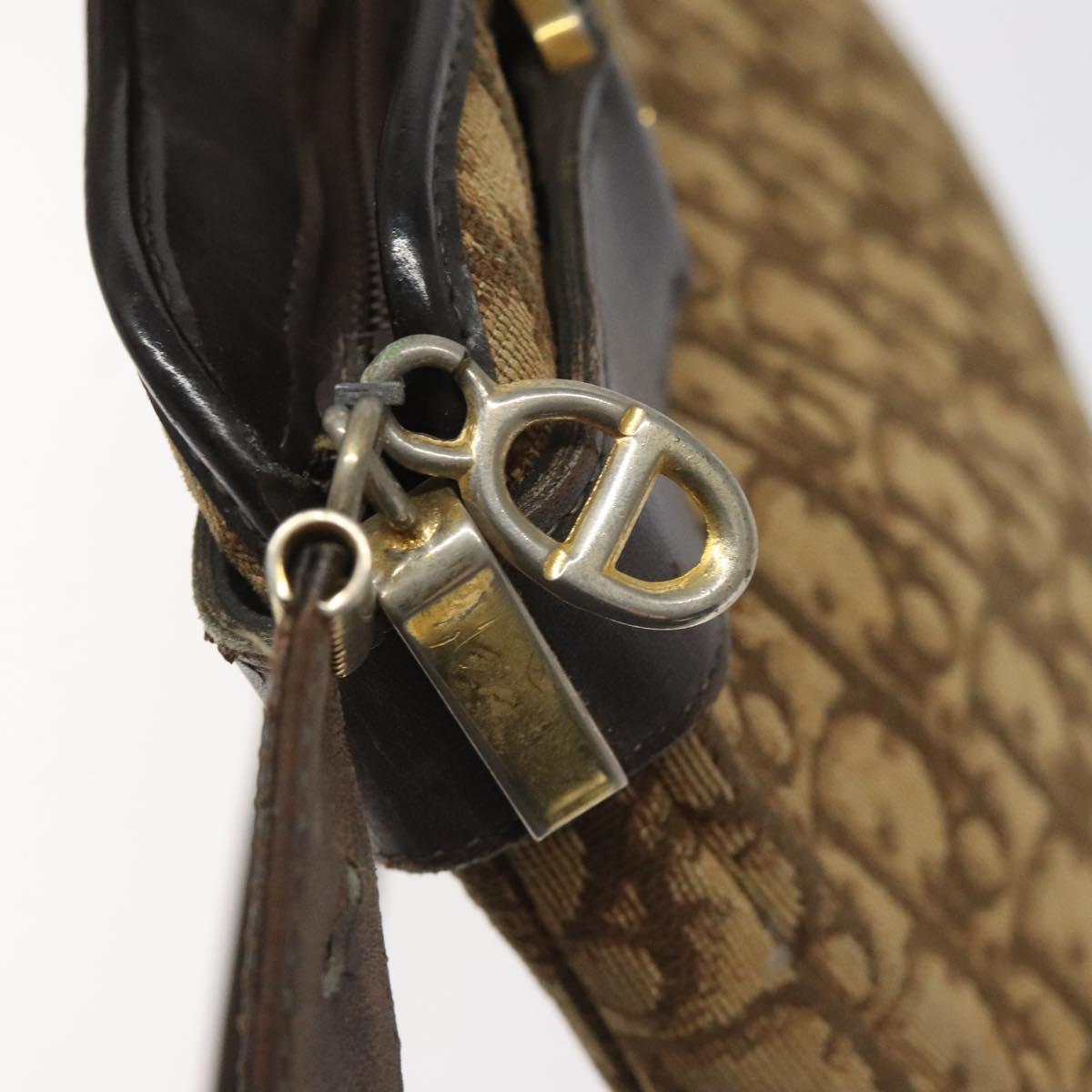 Christian Dior Trotter Canvas Shoulder Bag Brown Gold Auth bs22491