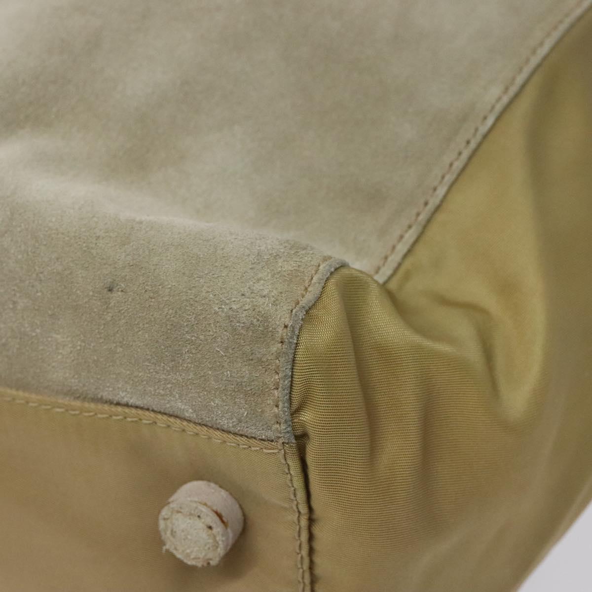 PRADA Tote Bag Suede Khaki Auth bs22528