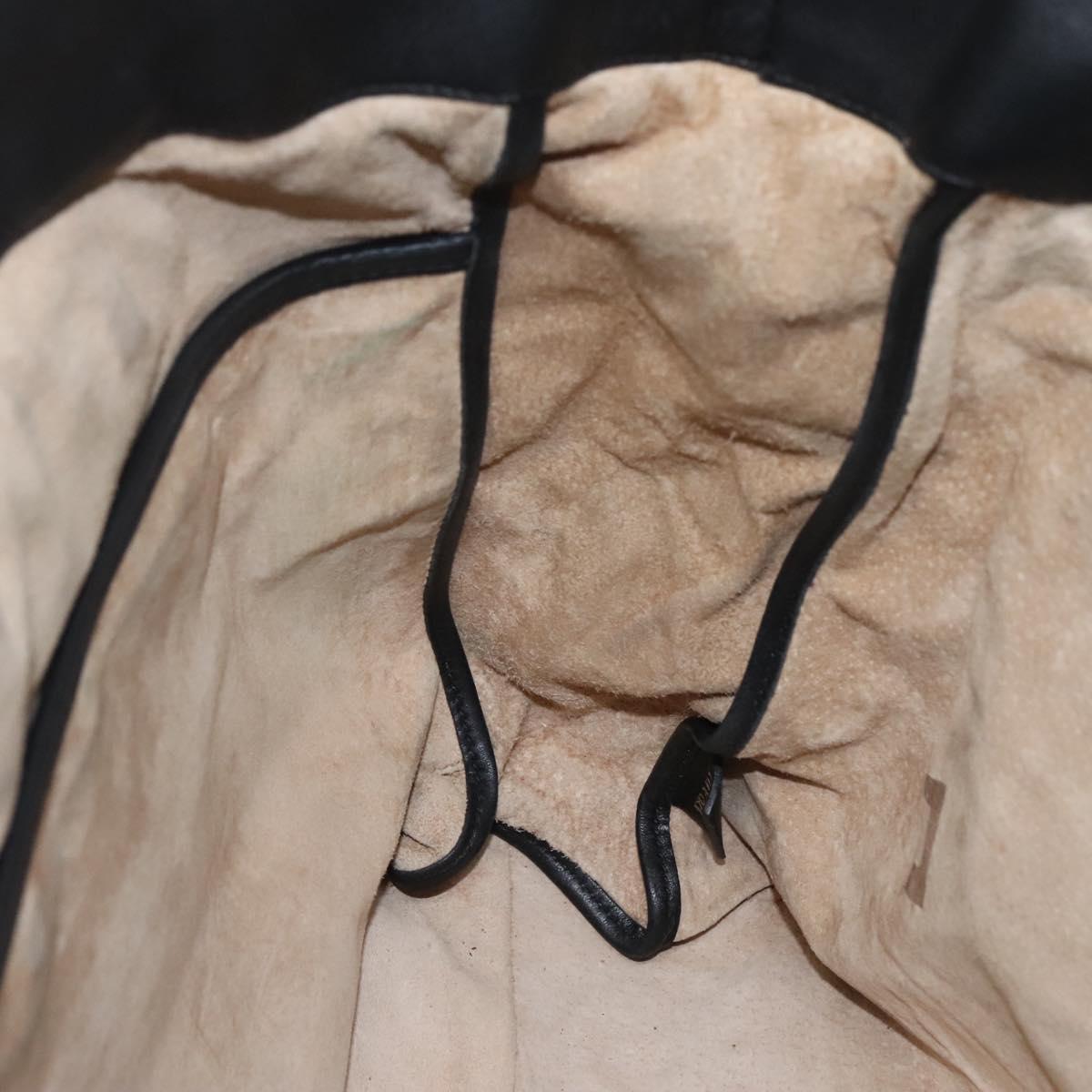PRADA Tote Bag Leather Black Gold Auth bs22531A