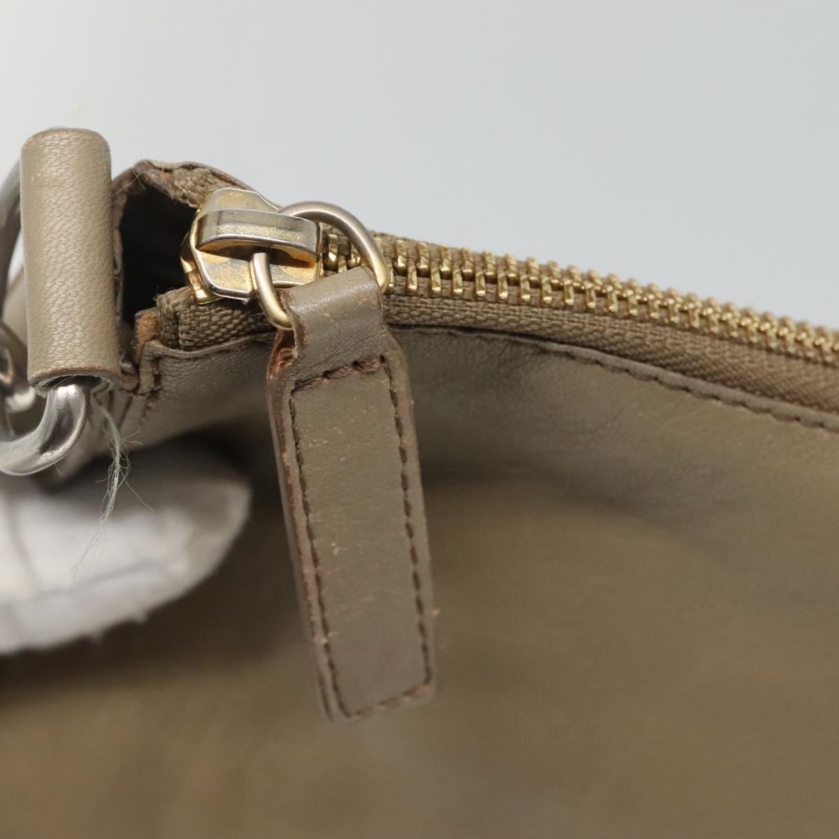 CELINE Shoulder Bag Leather Beige Gold blue Auth bs22533