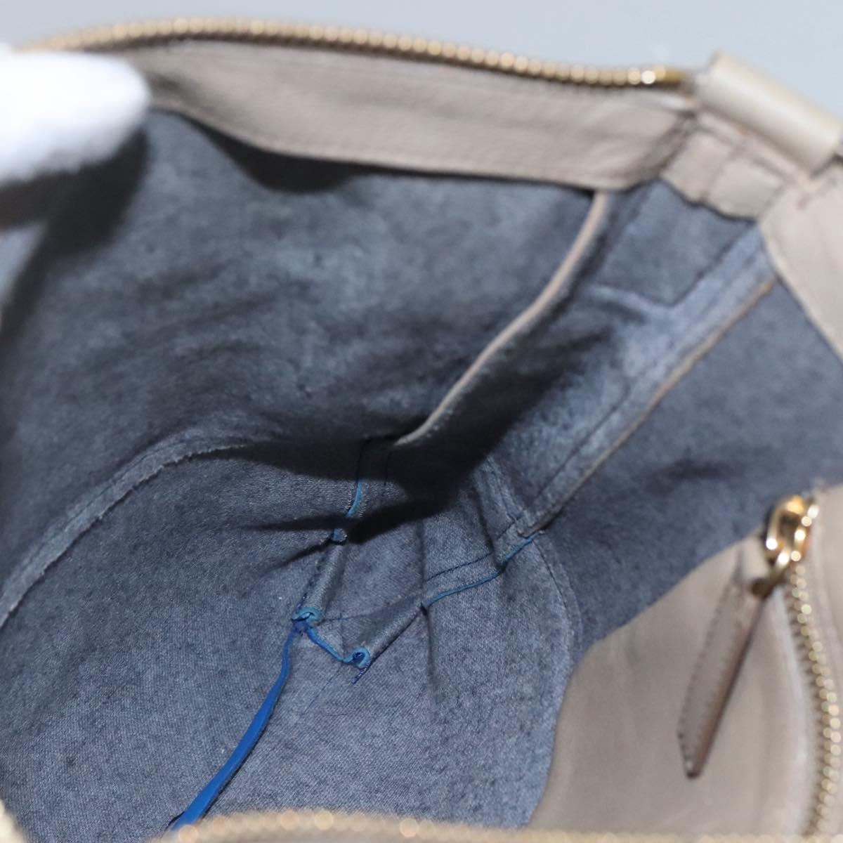 CELINE Shoulder Bag Leather Beige Gold blue Auth bs22533