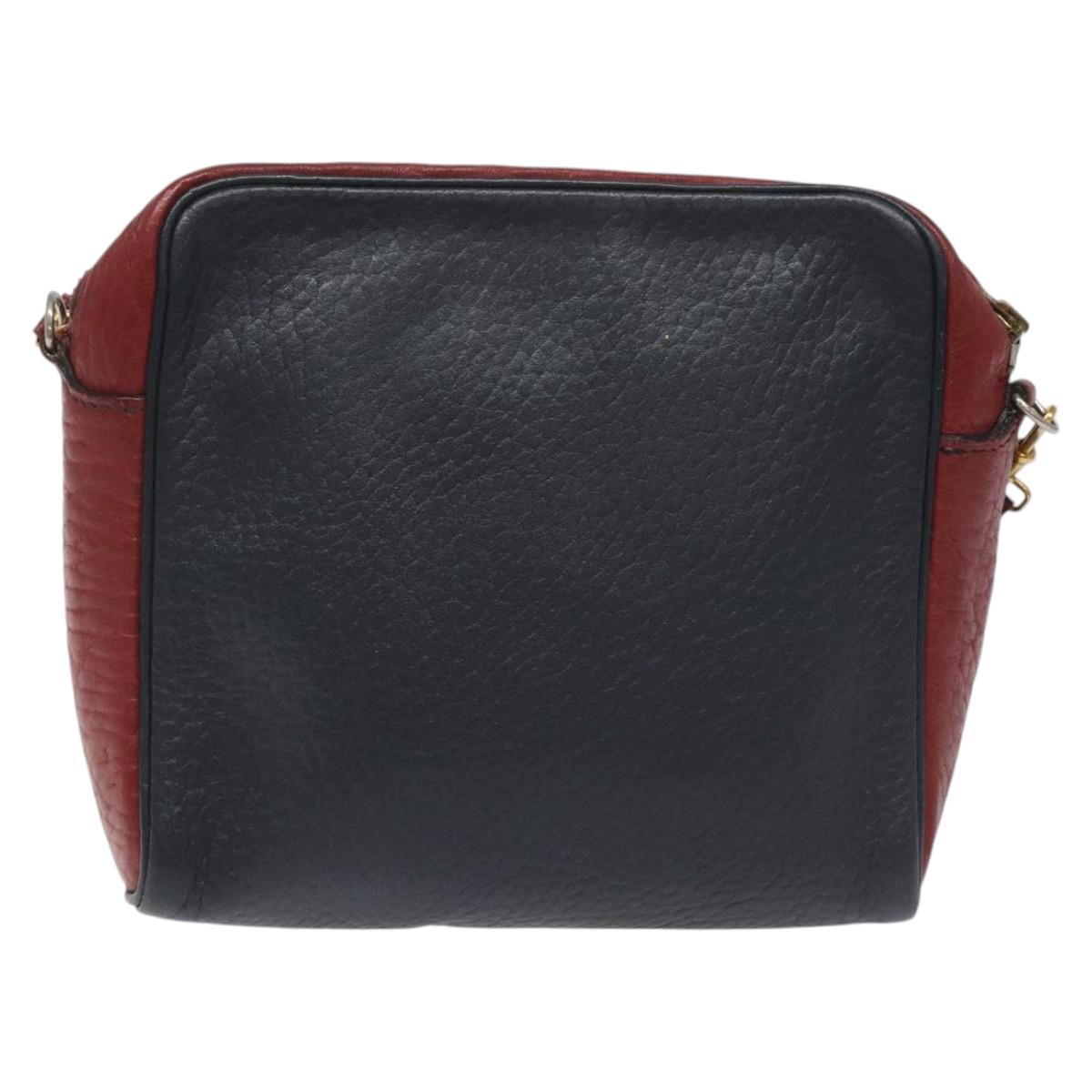HERMES Jockey Shoulder Bag Leather Navy Gold Auth bs22558