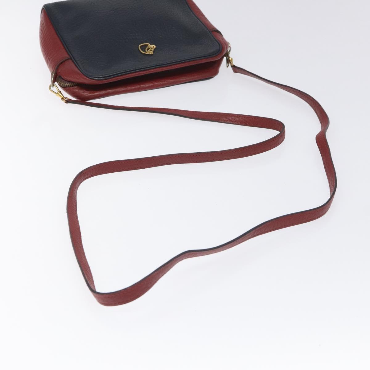 HERMES Jockey Shoulder Bag Leather Navy Gold Auth bs22558
