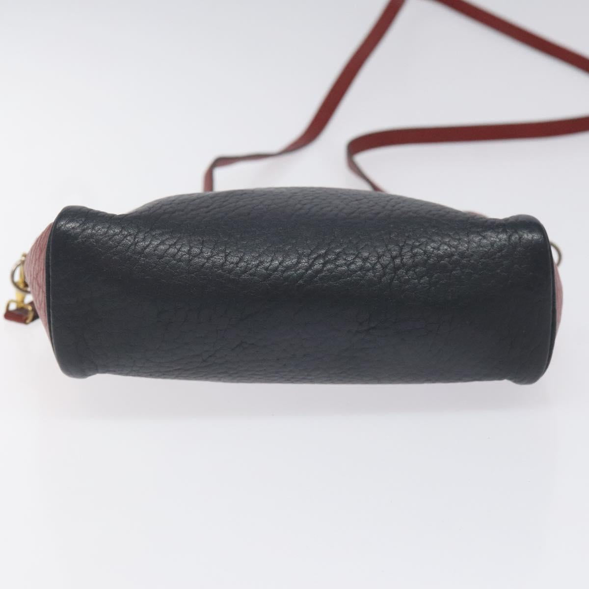 HERMES Jockey Shoulder Bag Leather Navy Gold Auth bs22558