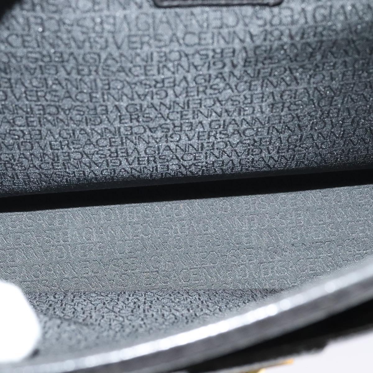 Gianni Versace Business Bag Leather Black Gold Auth bs22567