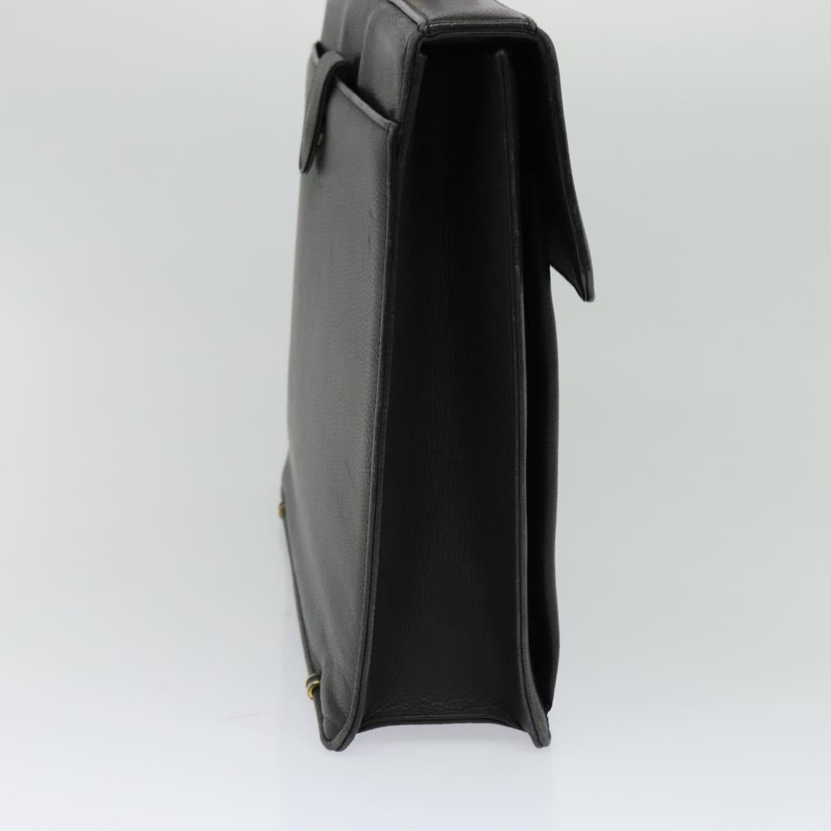 Gianni Versace Business Bag Leather Black Gold Auth bs22567