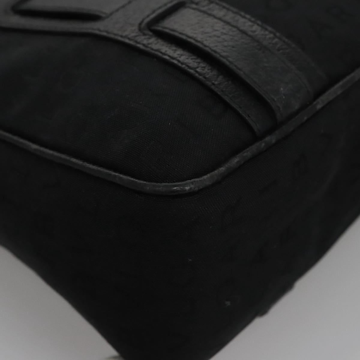 BVLGARI Hand Bag Canvas Black Silver Auth bs22572