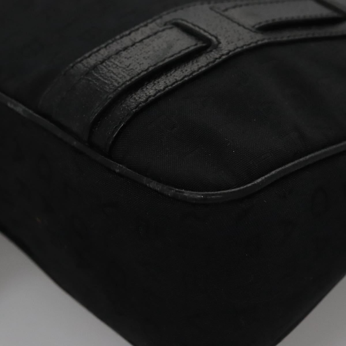 BVLGARI Hand Bag Canvas Black Silver Auth bs22572