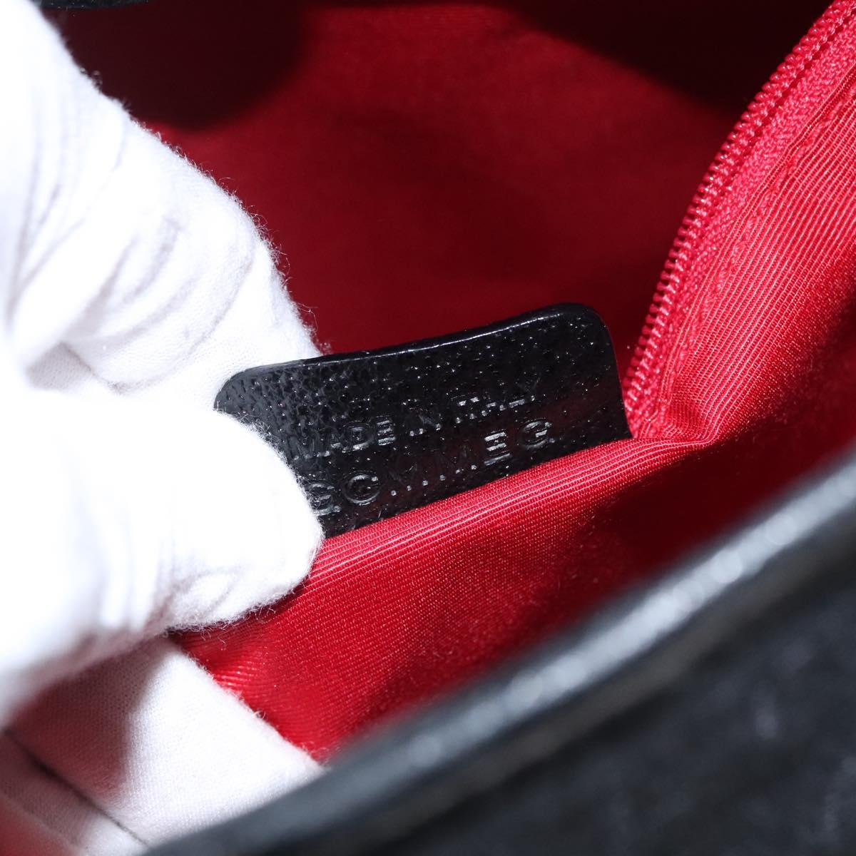 BVLGARI Hand Bag Canvas Black Silver Auth bs22572