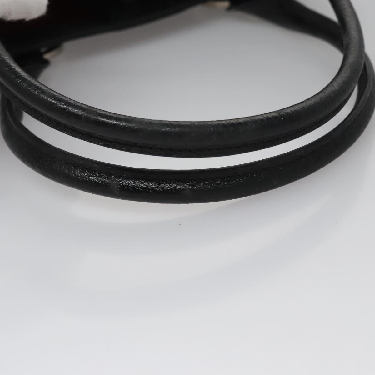 BVLGARI Hand Bag Canvas Black Silver Auth bs22572