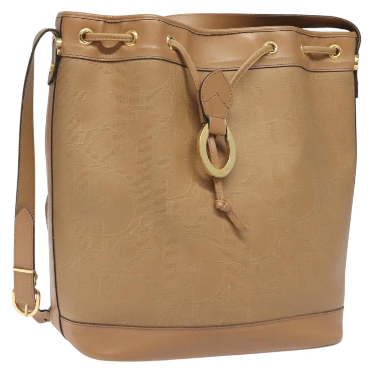 Christian Dior Trotter Canvas Shoulder Bag Beige Auth bs22617