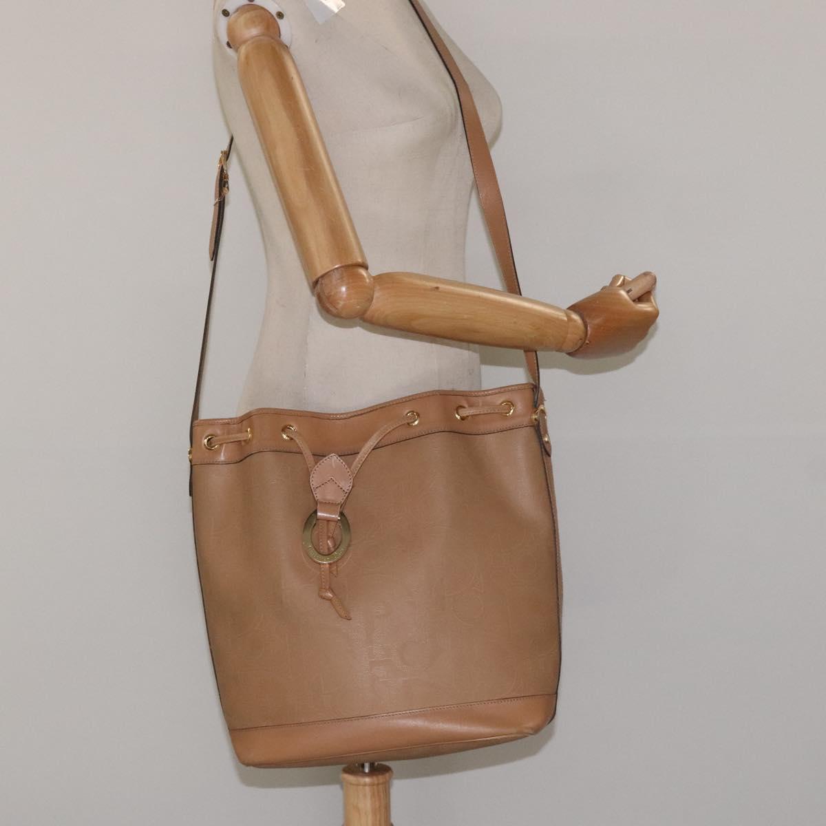 Christian Dior Trotter Canvas Shoulder Bag Beige Auth bs22617