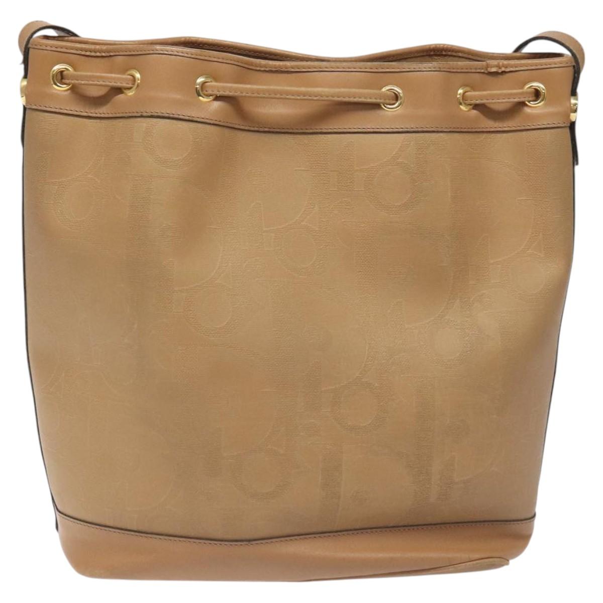 Christian Dior Trotter Canvas Shoulder Bag Beige Auth bs22617