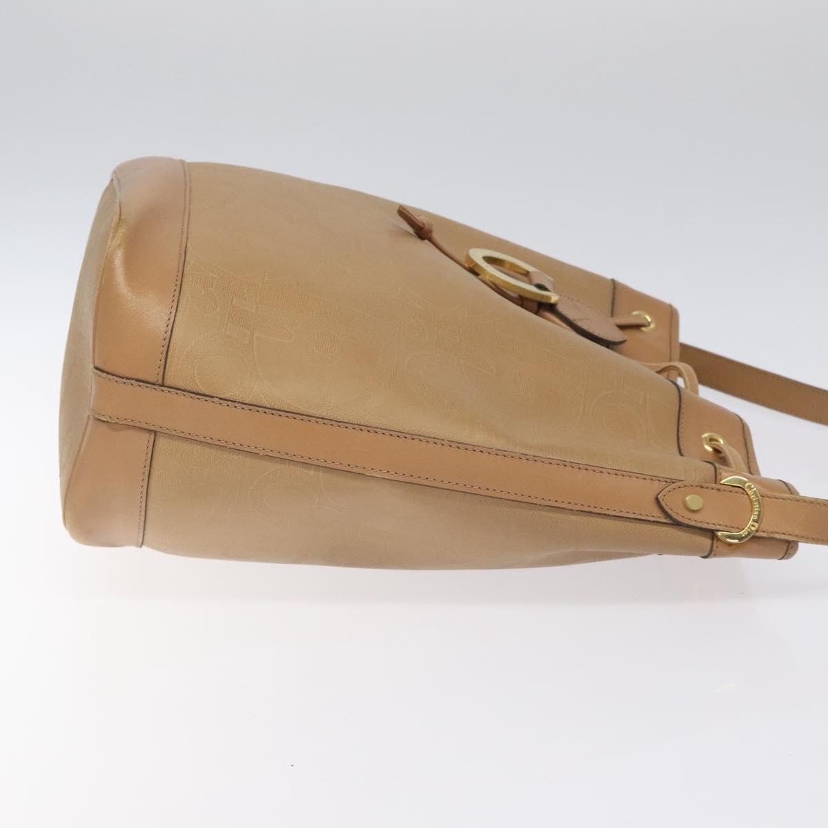 Christian Dior Trotter Canvas Shoulder Bag Beige Auth bs22617