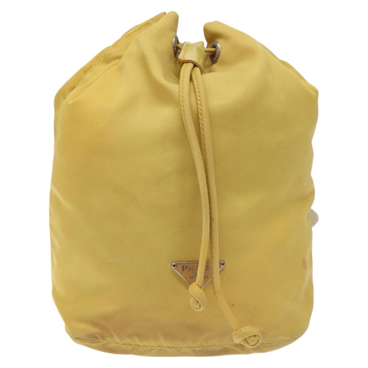 PRADA Pouch Nylon Yellow Auth bs22618