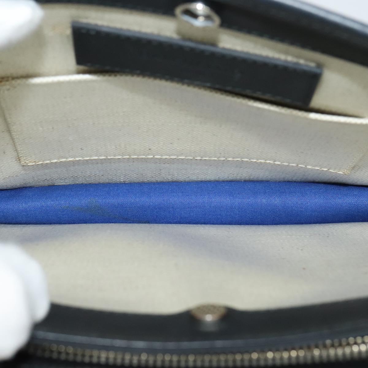 BALENCIAGA Navy Pochette Shoulder Bag Coated Canvas Beige Blue Auth bs22669