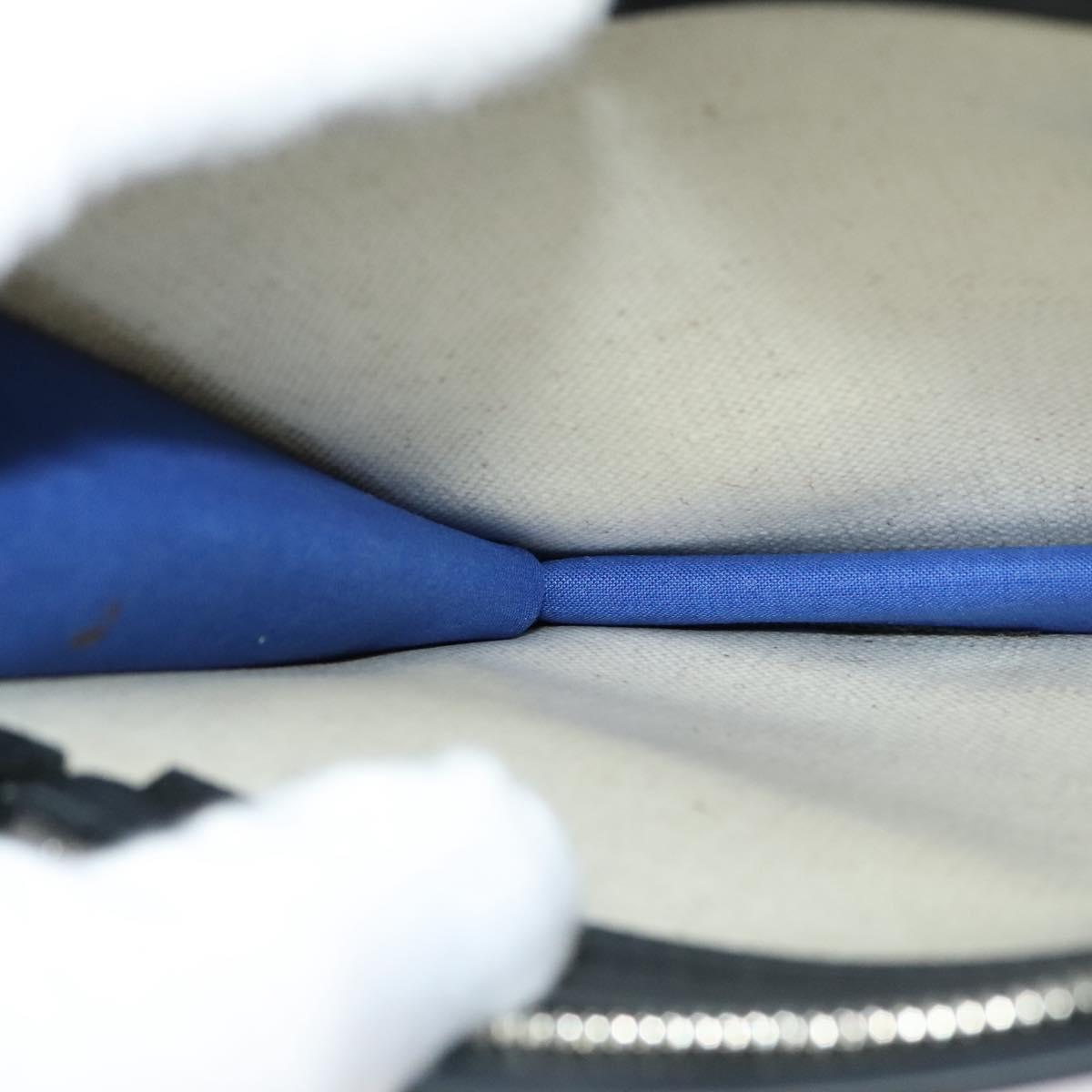 BALENCIAGA Navy Pochette Shoulder Bag Coated Canvas Beige Blue Auth bs22669