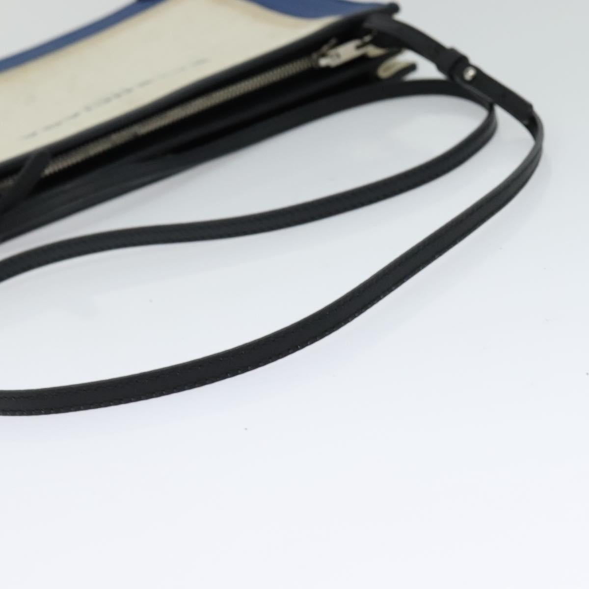 BALENCIAGA Navy Pochette Shoulder Bag Coated Canvas Beige Blue Auth bs22669