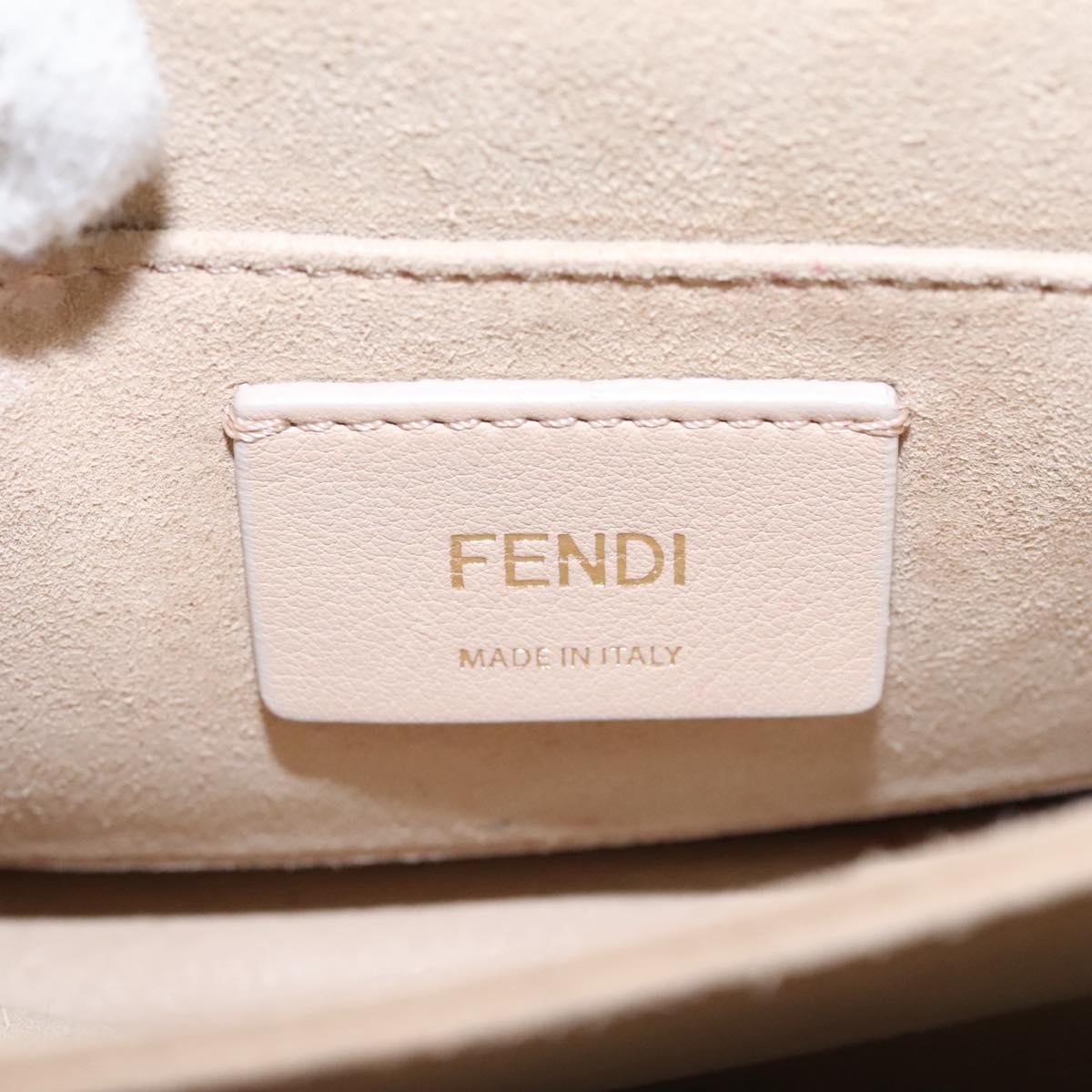 FENDI Mini Canai Chain Shoulder Bag Leather Red Auth bs22672V