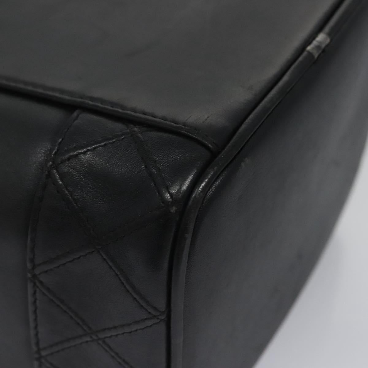 CHANEL Bicolore Vanity Hand Bag Leather Black CC Auth bs22678