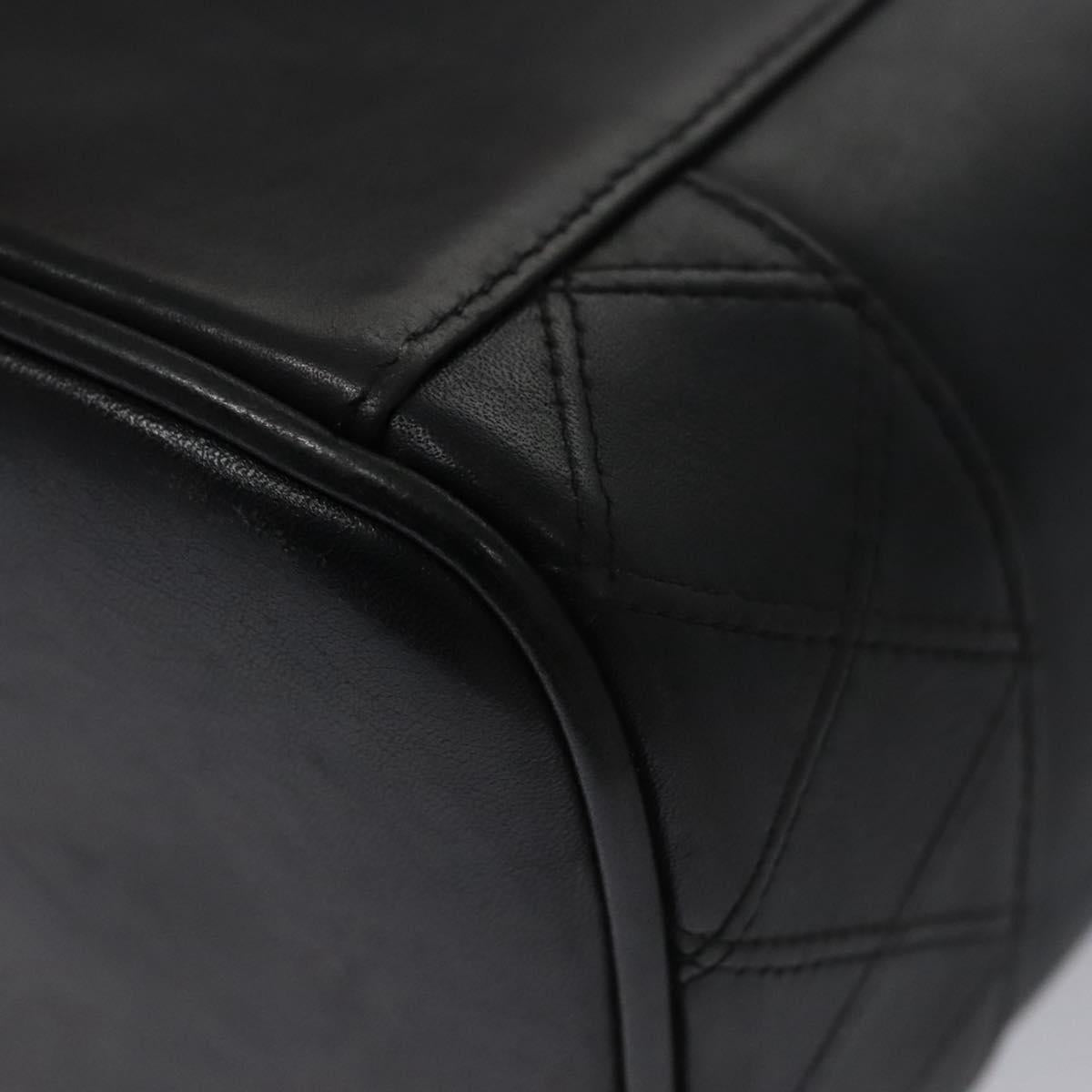 CHANEL Bicolore Vanity Hand Bag Leather Black CC Auth bs22678