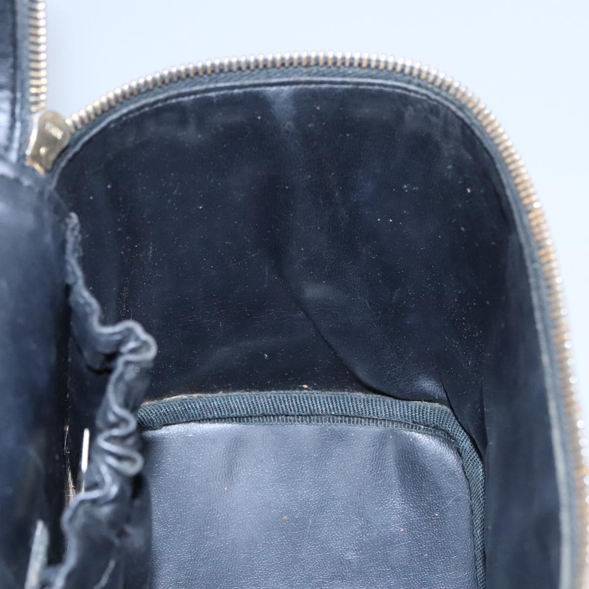 CHANEL Bicolore Vanity Hand Bag Leather Black CC Auth bs22678