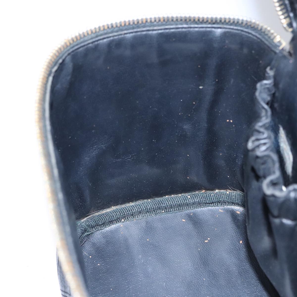 CHANEL Bicolore Vanity Hand Bag Leather Black CC Auth bs22678