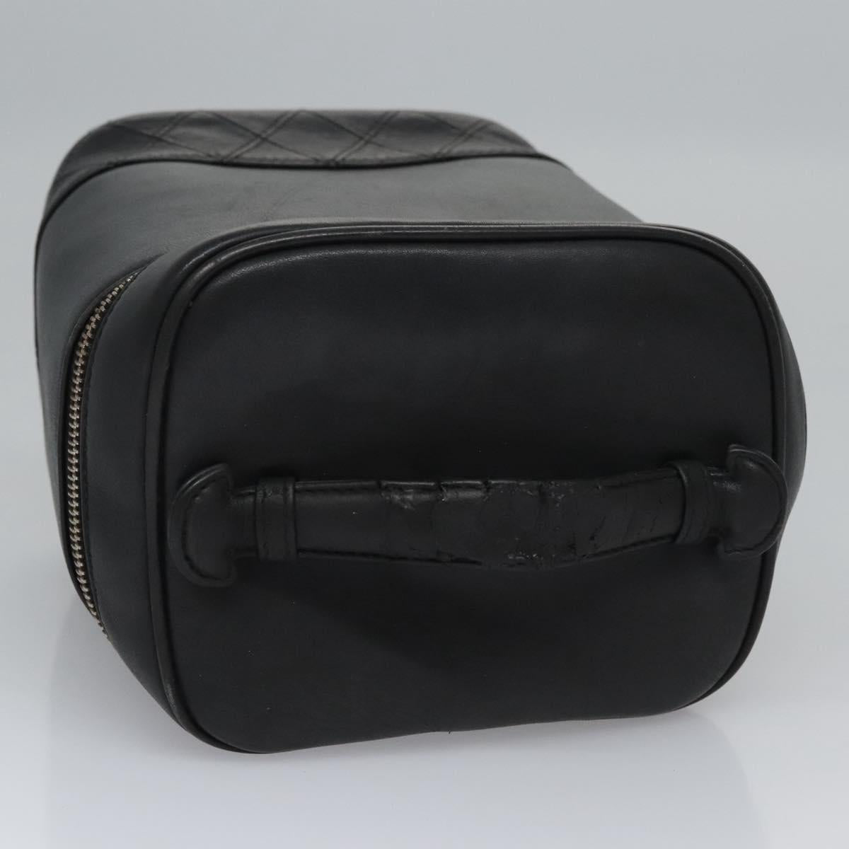 CHANEL Bicolore Vanity Hand Bag Leather Black CC Auth bs22678