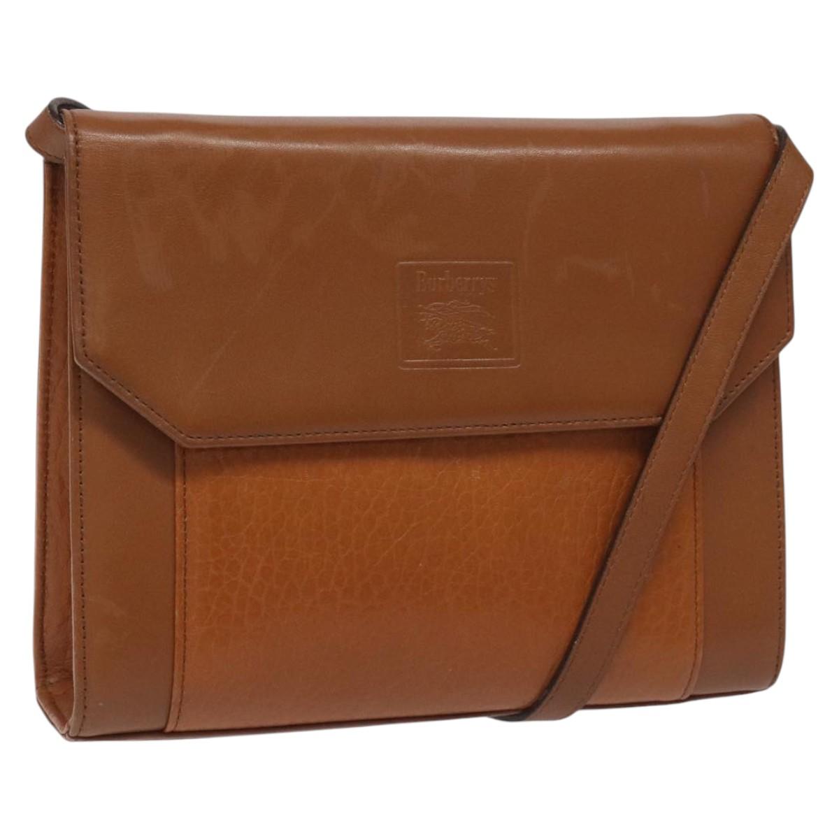 Burberrys Shoulder Bag Leather Beige Auth bs22691