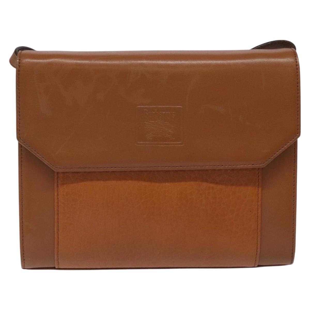 Burberrys Shoulder Bag Leather Beige Auth bs22691