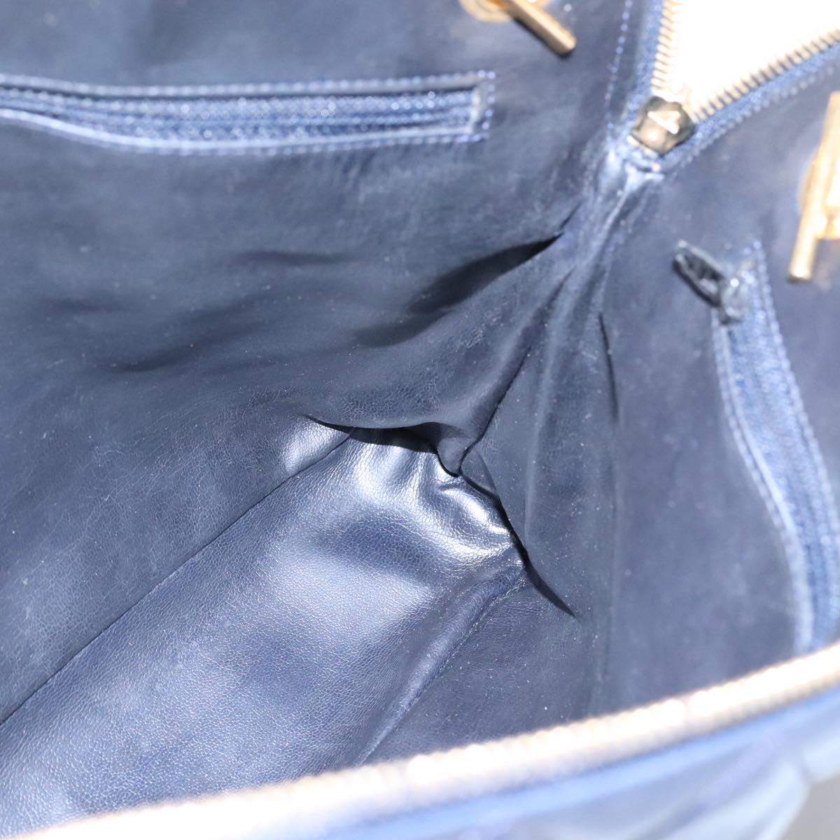 CHANEL Matelasse Chain Shoulder Bag Lamb Skin Navy Gold CC Auth bs22709