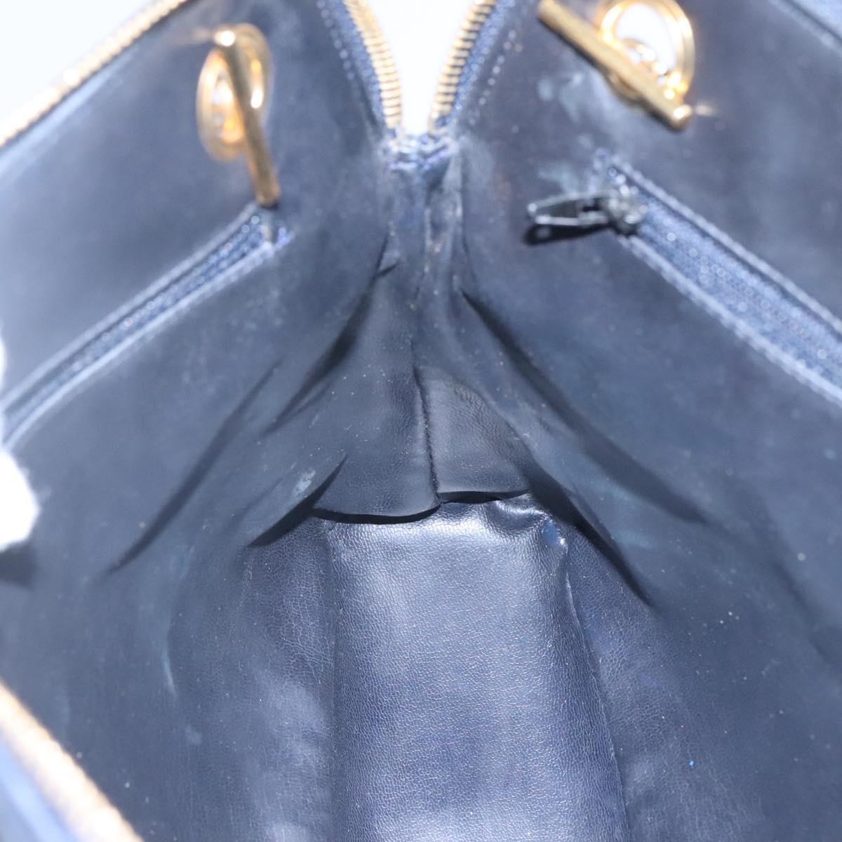 CHANEL Matelasse Chain Shoulder Bag Lamb Skin Navy Gold CC Auth bs22709