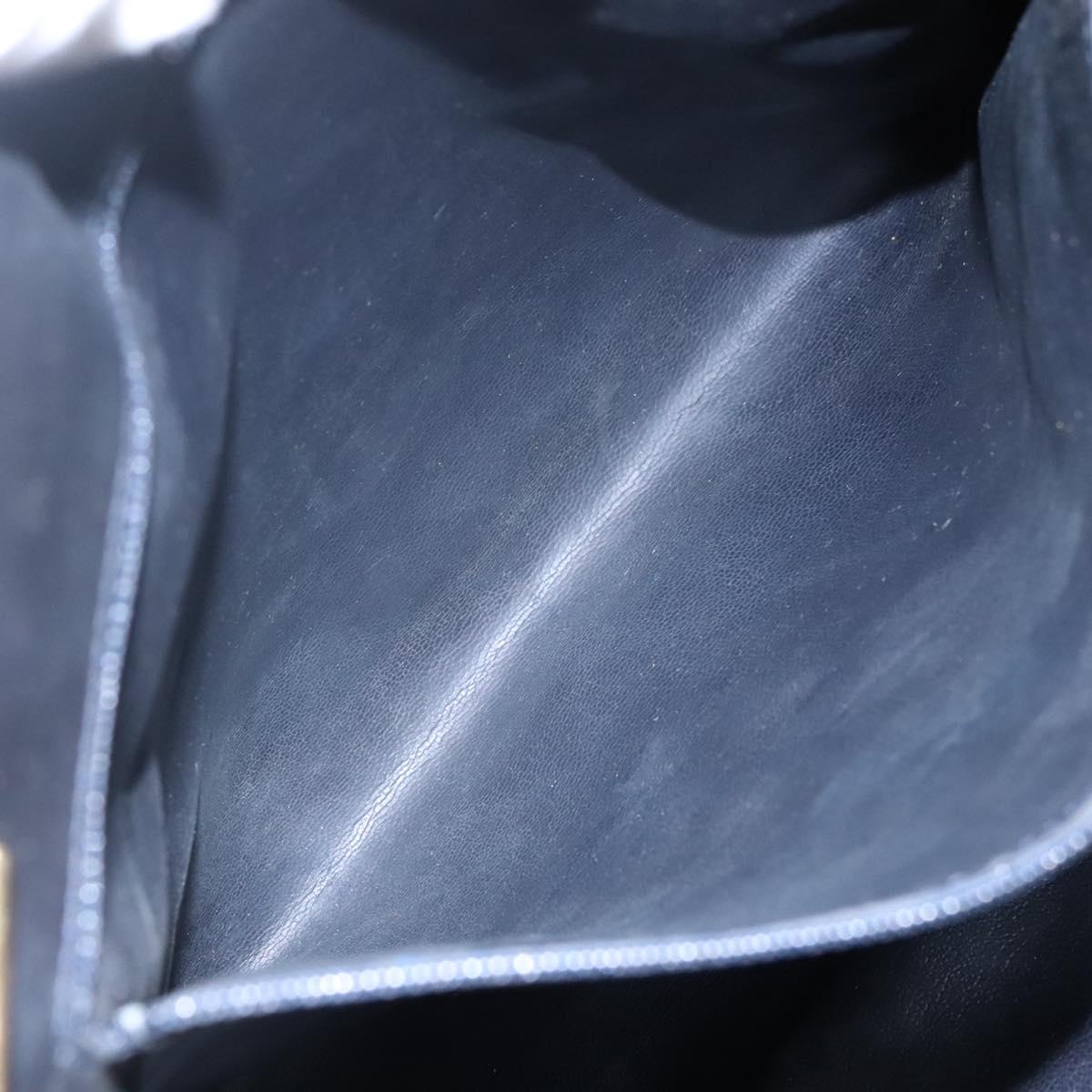 CHANEL Matelasse Chain Shoulder Bag Lamb Skin Navy Gold CC Auth bs22709