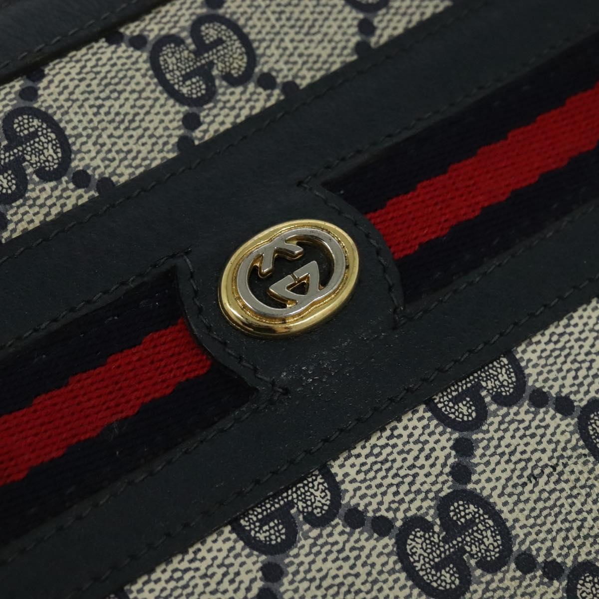 GUCCI GG Supreme Sherry Line Shoulder Bag PVC Navy Red 41 02 090 Auth bs22750