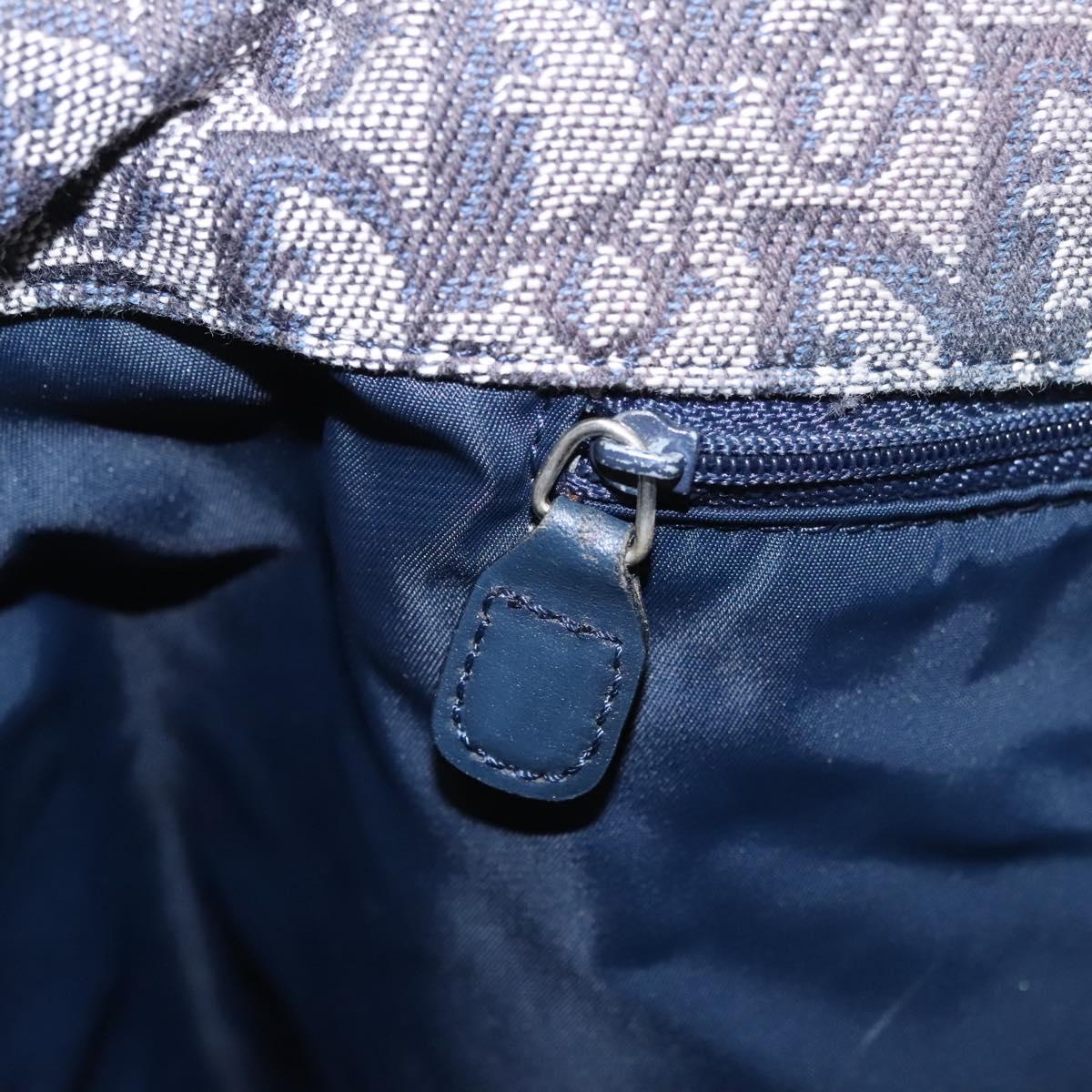 Christian Dior Trotter Canvas Hand Bag Navy Gold Auth bs22777