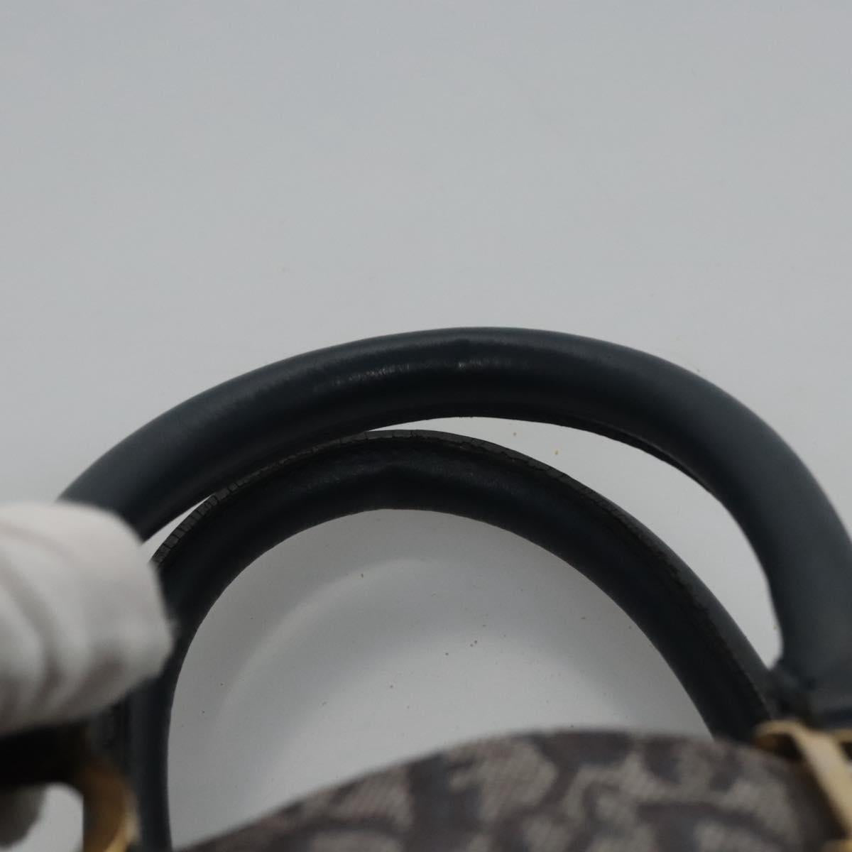 Christian Dior Trotter Canvas Hand Bag Navy Gold Auth bs22777