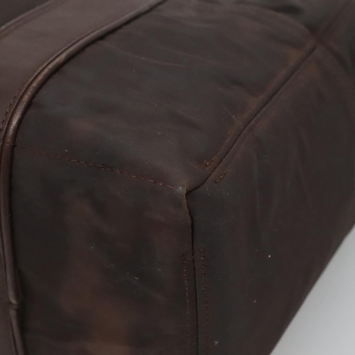 HERMES Acape Luco PM Hand Bag Nylon Brown Auth bs22799