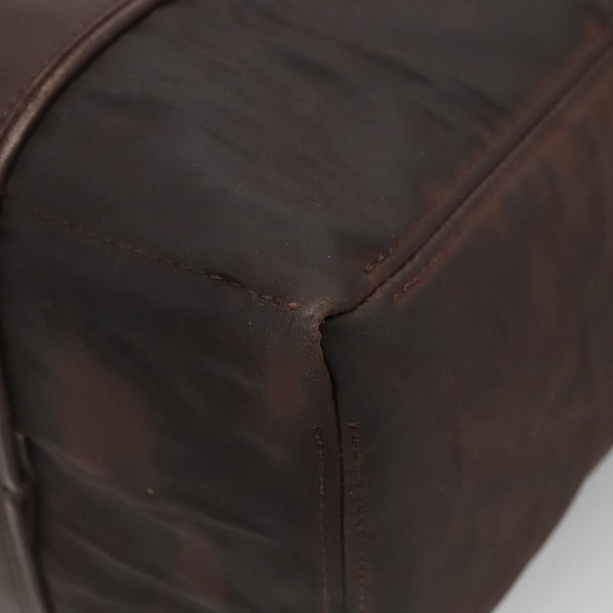 HERMES Acape Luco PM Hand Bag Nylon Brown Auth bs22799
