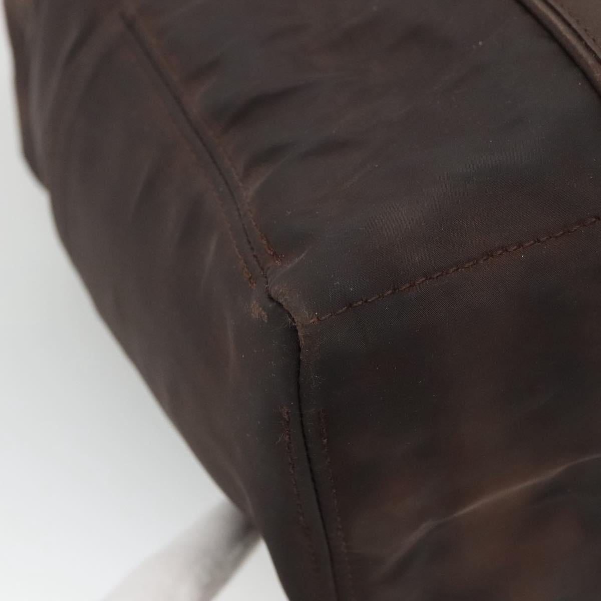 HERMES Acape Luco PM Hand Bag Nylon Brown Auth bs22799