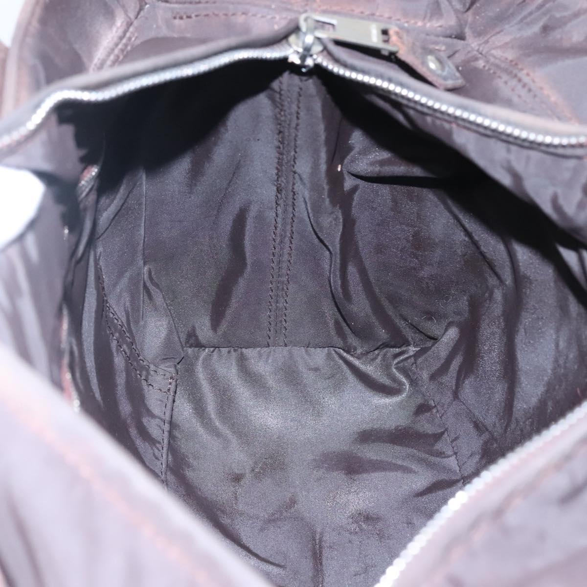 HERMES Acape Luco PM Hand Bag Nylon Brown Auth bs22799