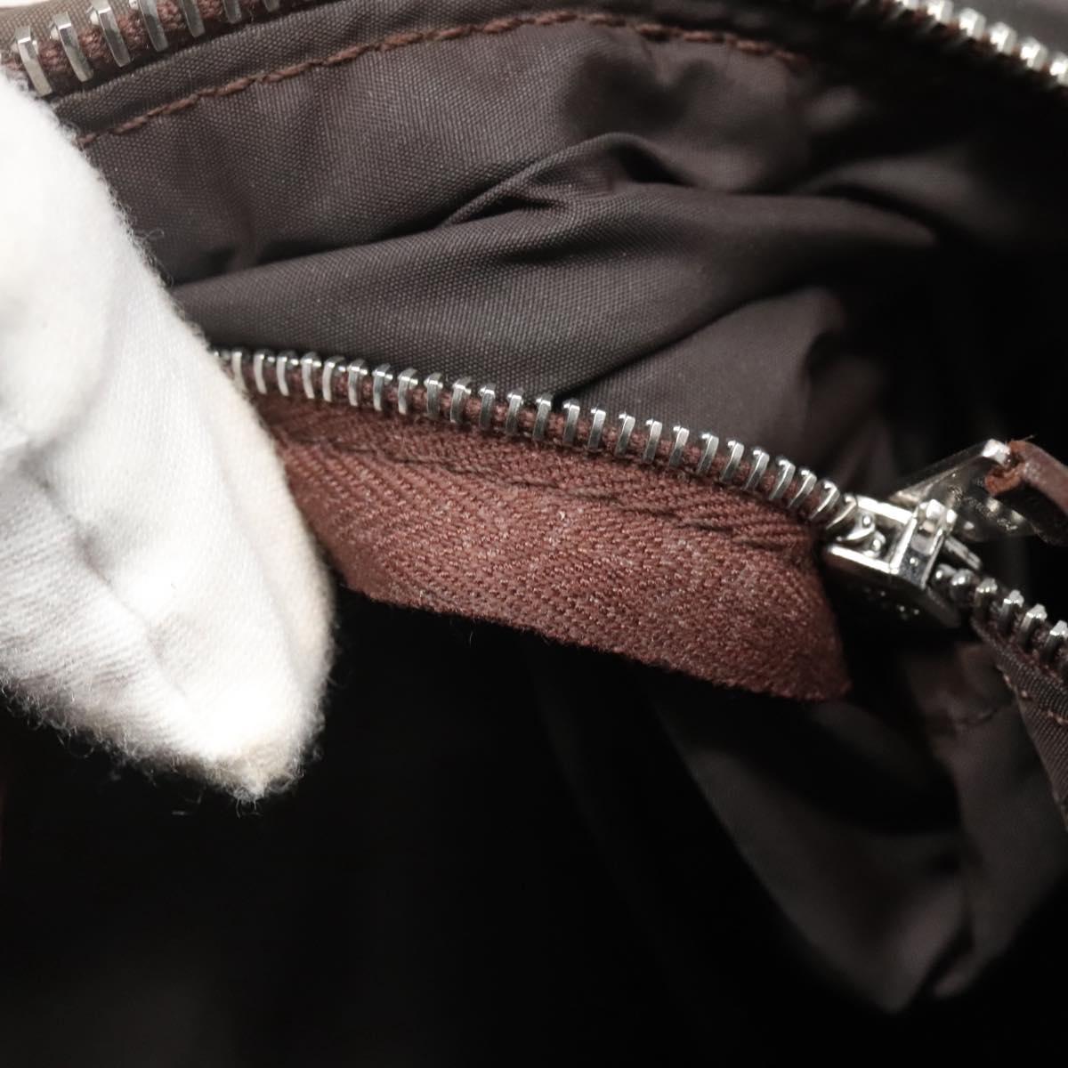 HERMES Acape Luco PM Hand Bag Nylon Brown Auth bs22799